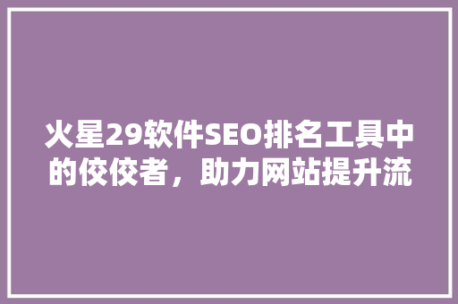 火星29软件SEO排名工具中的佼佼者，助力网站提升流量与曝光