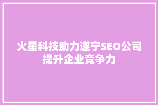 火星科技助力遂宁SEO公司提升企业竞争力