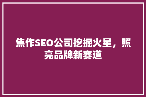 焦作SEO公司挖掘火星，照亮品牌新赛道