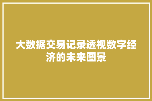 大数据交易记录透视数字经济的未来图景