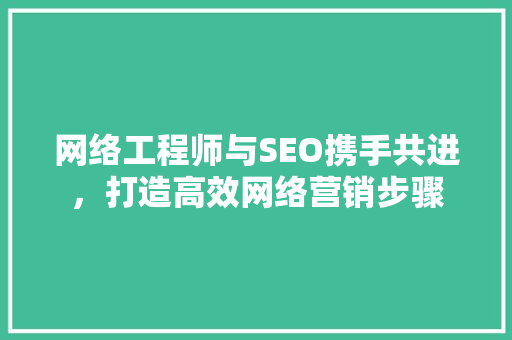 网络工程师与SEO携手共进，打造高效网络营销步骤