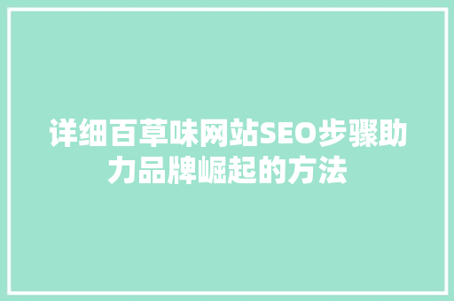 详细百草味网站SEO步骤助力品牌崛起的方法