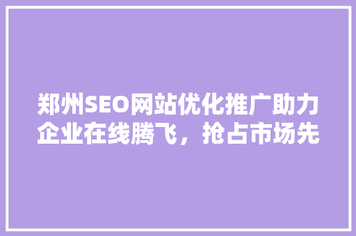 郑州SEO网站优化推广助力企业在线腾飞，抢占市场先机  第1张