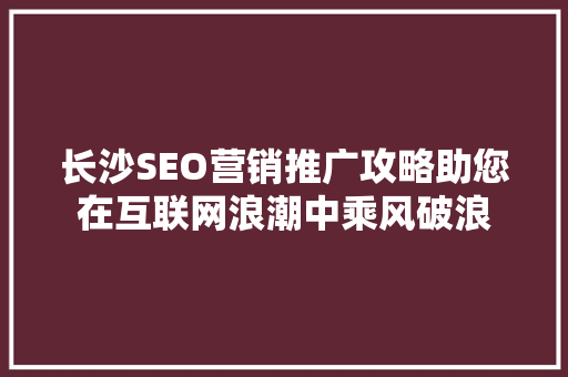 长沙SEO营销推广攻略助您在互联网浪潮中乘风破浪