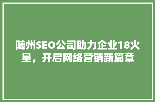 随州SEO公司助力企业18火星，开启网络营销新篇章