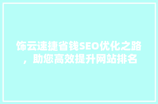 饰云速捷省钱SEO优化之路，助您高效提升网站排名