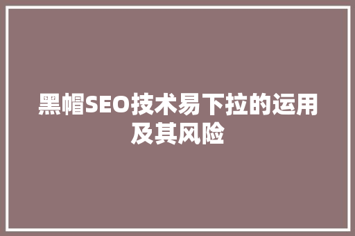 黑帽SEO技术易下拉的运用及其风险