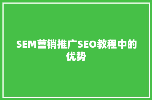 SEM营销推广SEO教程中的优势