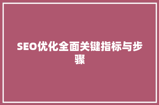 SEO优化全面关键指标与步骤