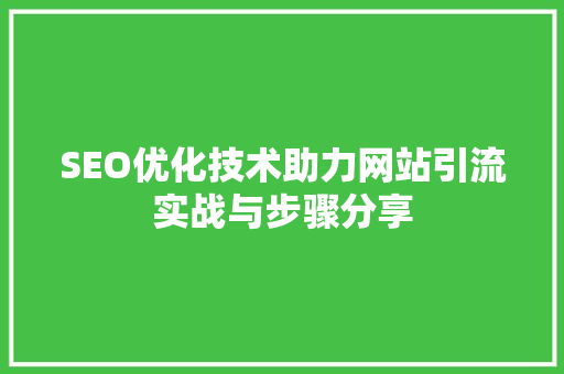 SEO优化技术助力网站引流实战与步骤分享