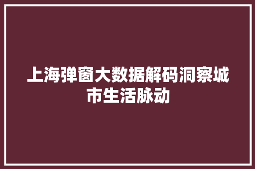上海弹窗大数据解码洞察城市生活脉动