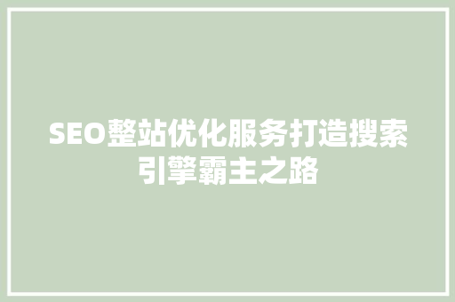 SEO整站优化服务打造搜索引擎霸主之路
