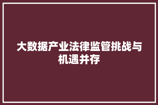 大数据产业法律监管挑战与机遇并存  第1张
