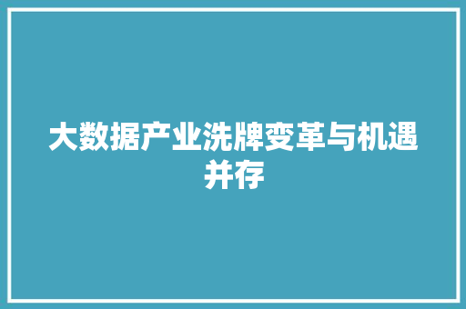 大数据产业洗牌变革与机遇并存