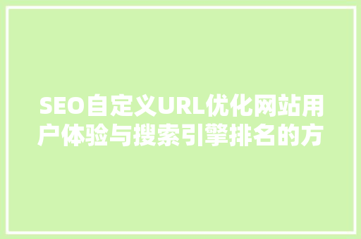 SEO自定义URL优化网站用户体验与搜索引擎排名的方法
