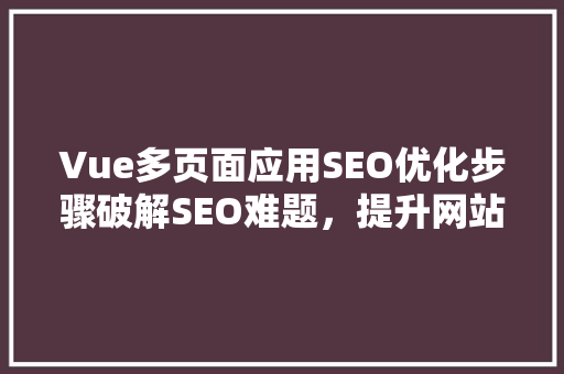 Vue多页面应用SEO优化步骤破解SEO难题，提升网站排名