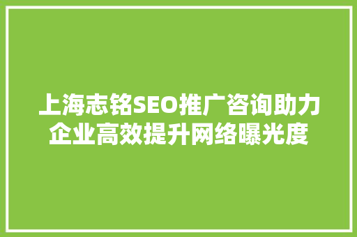 上海志铭SEO推广咨询助力企业高效提升网络曝光度