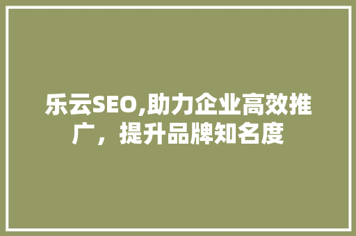 乐云SEO,助力企业高效推广，提升品牌知名度