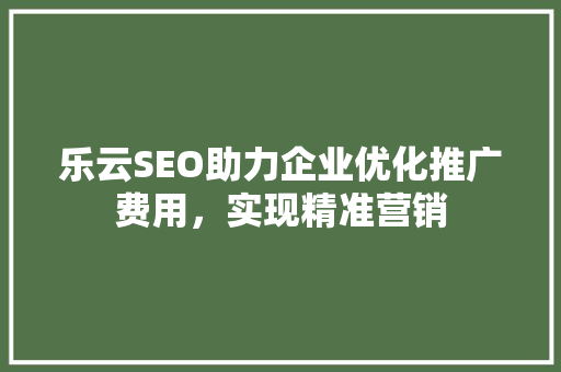 乐云SEO助力企业优化推广费用，实现精准营销