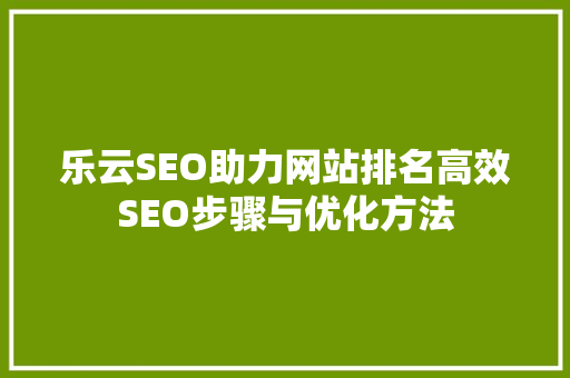 乐云SEO助力网站排名高效SEO步骤与优化方法