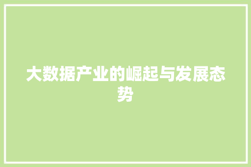 大数据产业的崛起与发展态势  第1张