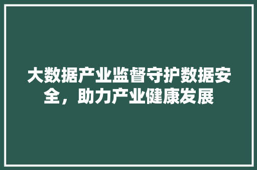 大数据产业监督守护数据安全，助力产业健康发展  第1张
