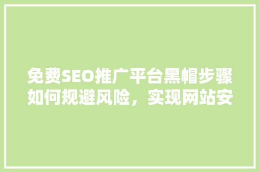 免费SEO推广平台黑帽步骤如何规避风险，实现网站安全增长  第1张