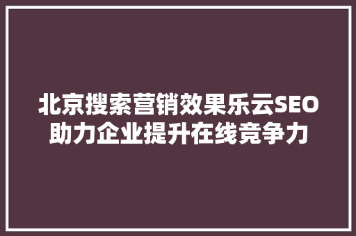 北京搜索营销效果乐云SEO助力企业提升在线竞争力
