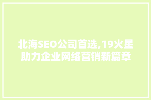 北海SEO公司首选,19火星助力企业网络营销新篇章