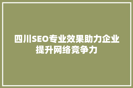 四川SEO专业效果助力企业提升网络竞争力