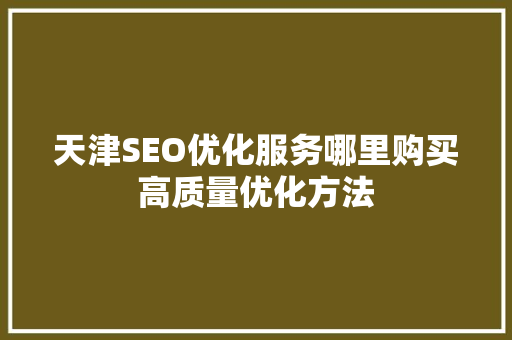 天津SEO优化服务哪里购买高质量优化方法