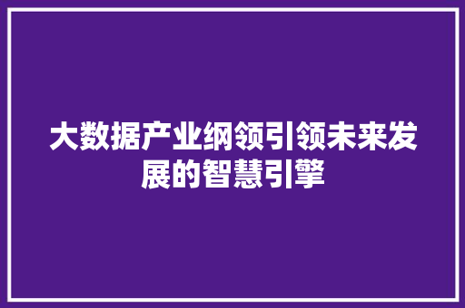 大数据产业纲领引领未来发展的智慧引擎