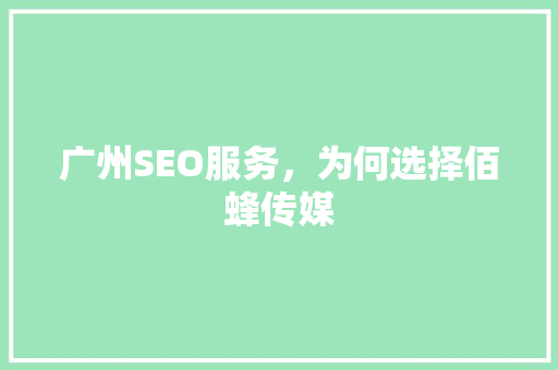 广州SEO服务，为何选择佰蜂传媒