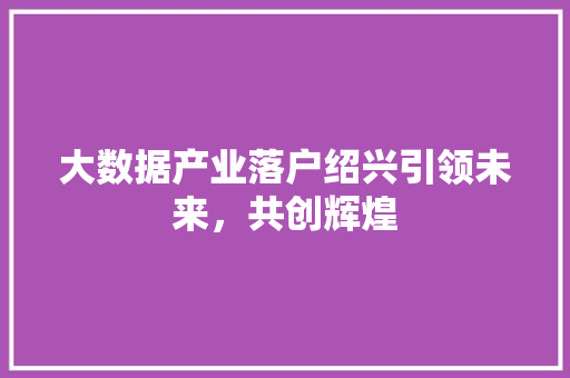 大数据产业落户绍兴引领未来，共创辉煌  第1张
