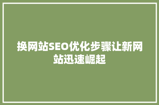 换网站SEO优化步骤让新网站迅速崛起