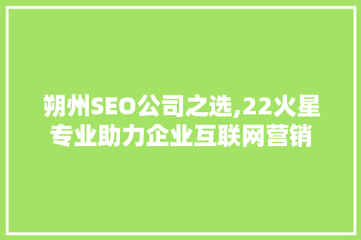 朔州SEO公司之选,22火星专业助力企业互联网营销