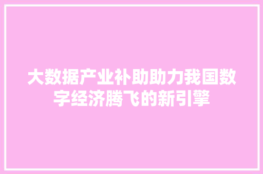 大数据产业补助助力我国数字经济腾飞的新引擎