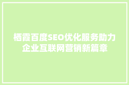 栖霞百度SEO优化服务助力企业互联网营销新篇章