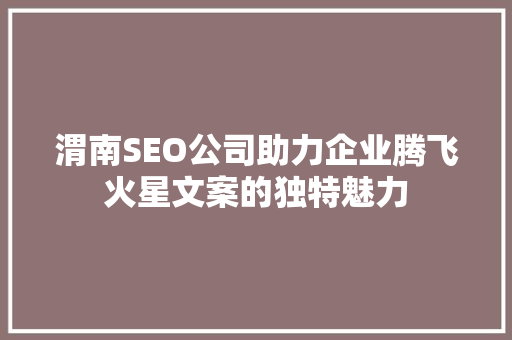 渭南SEO公司助力企业腾飞火星文案的独特魅力