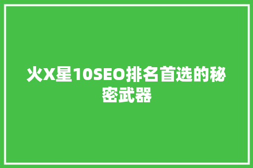 火X星10SEO排名首选的秘密武器  第1张