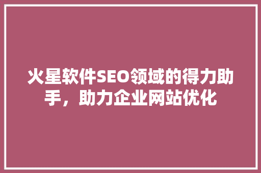 火星软件SEO领域的得力助手，助力企业网站优化