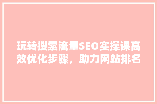 玩转搜索流量SEO实操课高效优化步骤，助力网站排名攀升