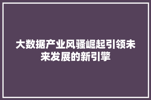 大数据产业风骚崛起引领未来发展的新引擎