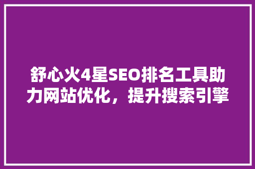 舒心火4星SEO排名工具助力网站优化，提升搜索引擎排名