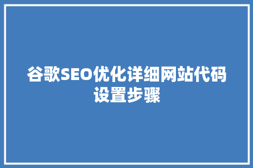 谷歌SEO优化详细网站代码设置步骤