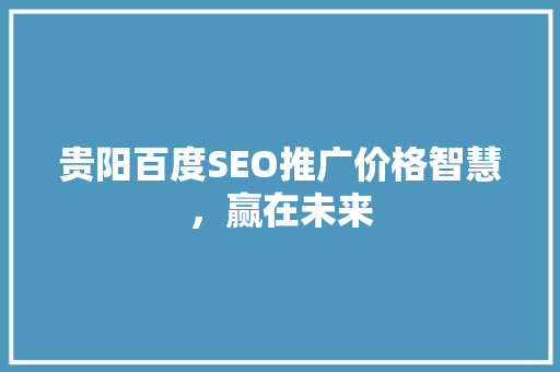 贵阳百度SEO推广价格智慧，赢在未来