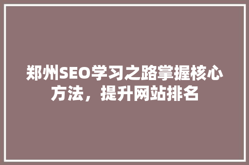 郑州SEO学习之路掌握核心方法，提升网站排名
