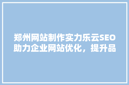 郑州网站制作实力乐云SEO助力企业网站优化，提升品牌影响力