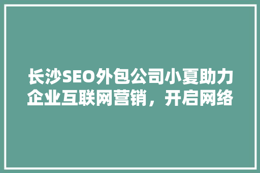 长沙SEO外包公司小夏助力企业互联网营销，开启网络品牌新篇章
