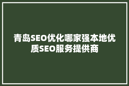 青岛SEO优化哪家强本地优质SEO服务提供商